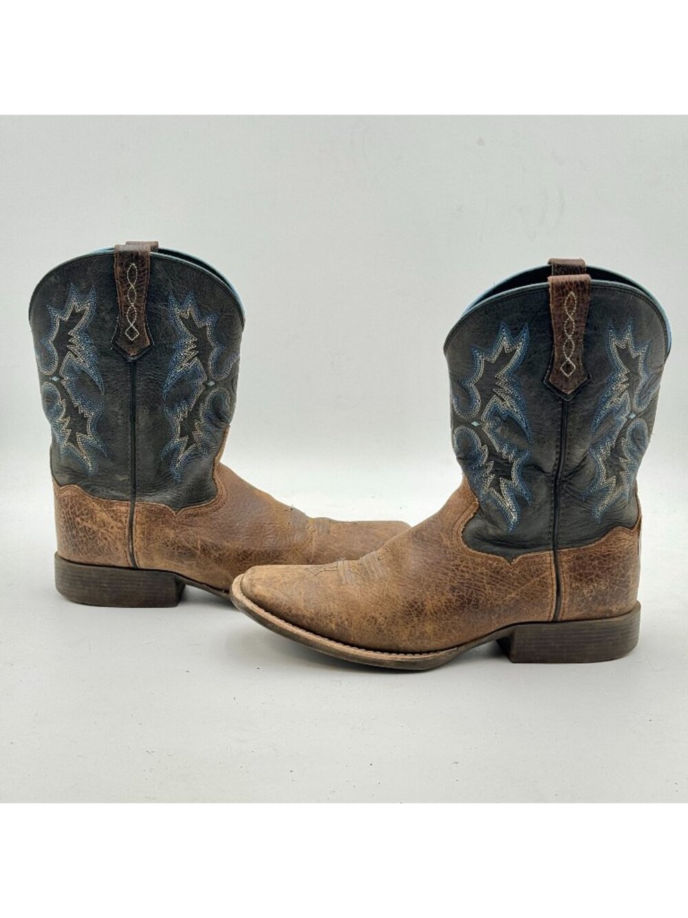 Ariat Tombstone Western Boots Square Toe Boys 6 Cowboy Leather Embroidered